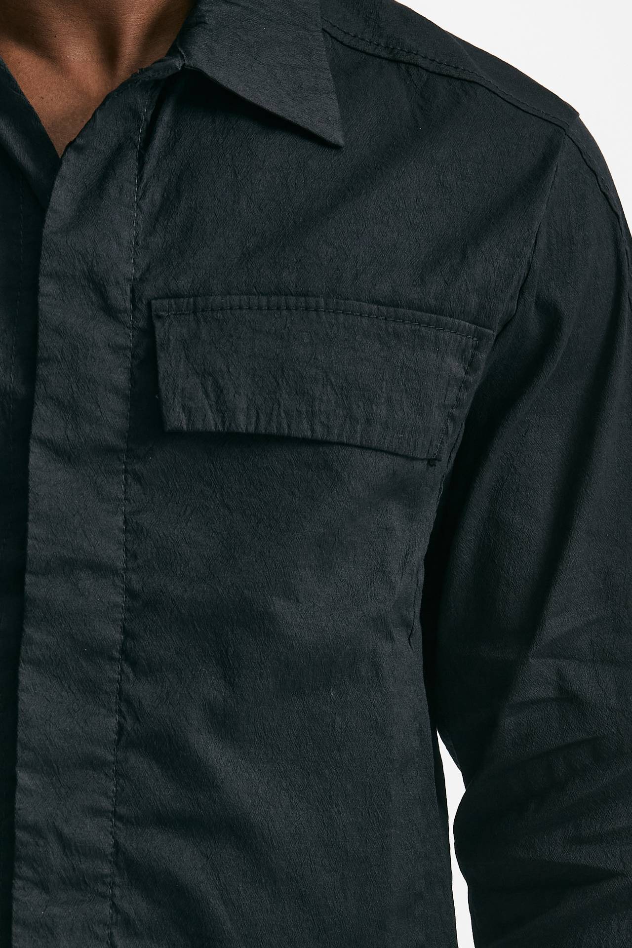 overshirt in lino cotone e poliestere nero men Transit uomo - 5