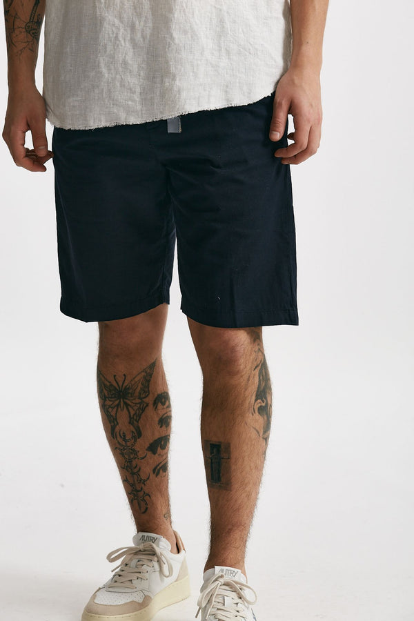 bermuda in cotone e lino stretch blu men White sand