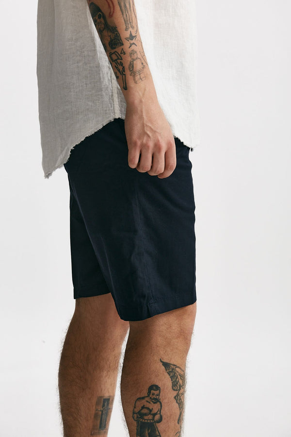 bermuda in cotone e lino stretch blu men White sand