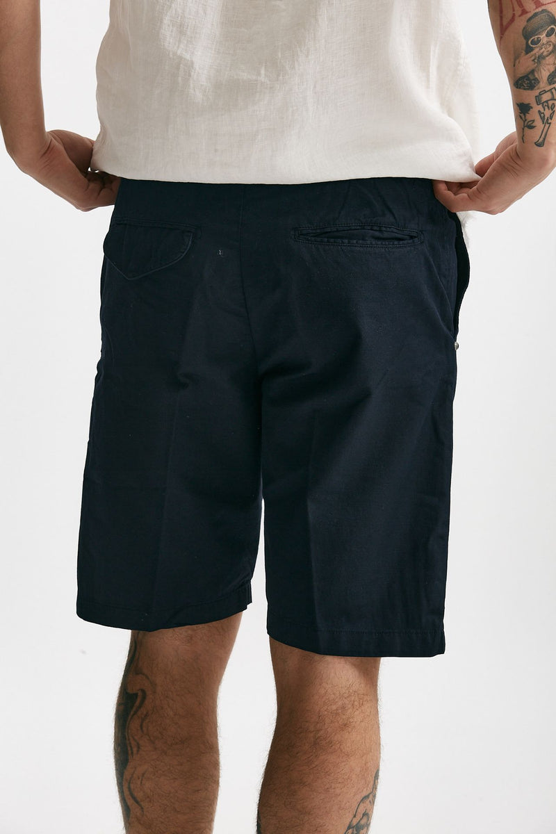 bermuda in cotone e lino stretch blu men White sand - 3