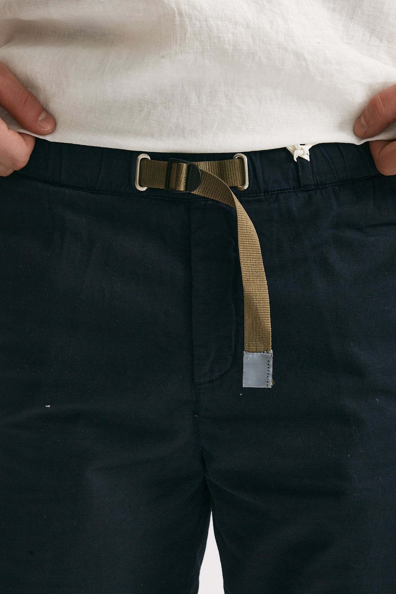 bermuda in cotone e lino stretch blu men White sand - 6