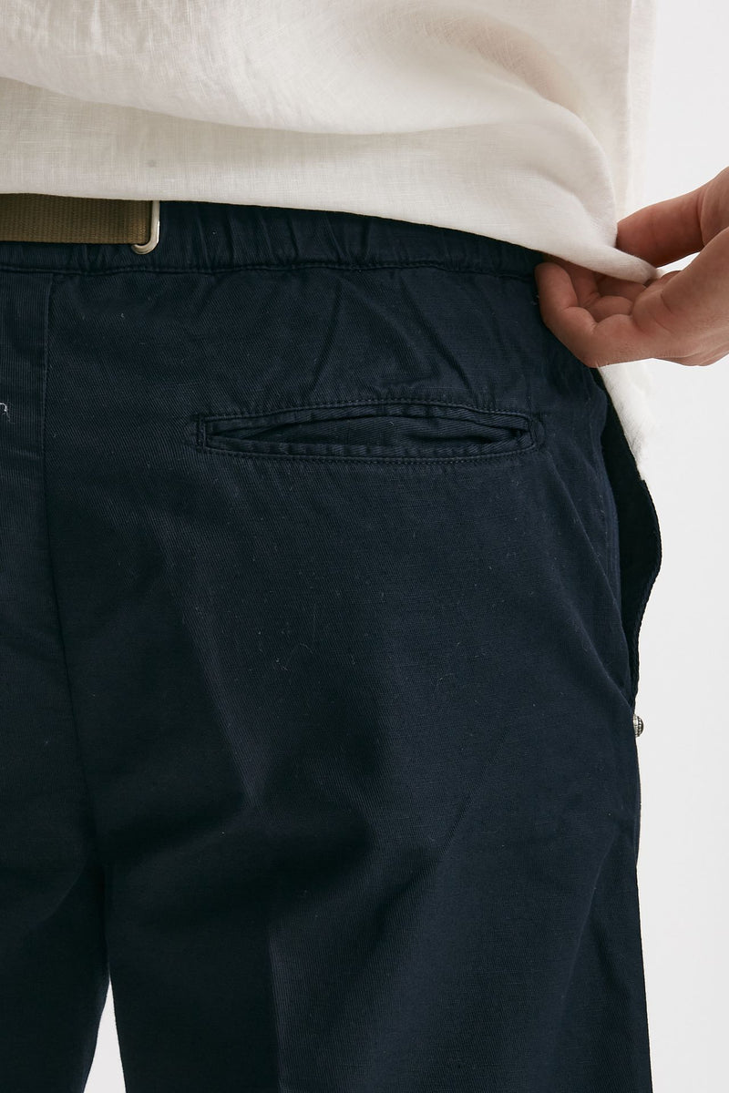 bermuda in cotone e lino stretch blu men White sand - 7