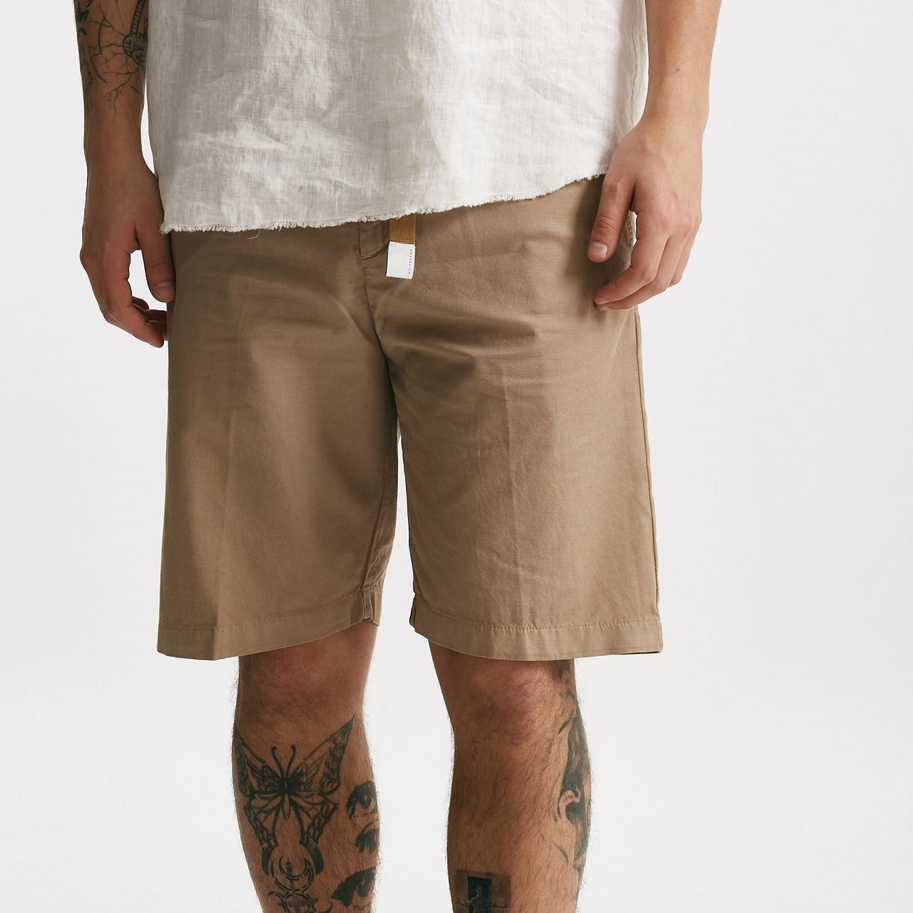 bermuda in cotone e lino stretch beige men White sand - 8