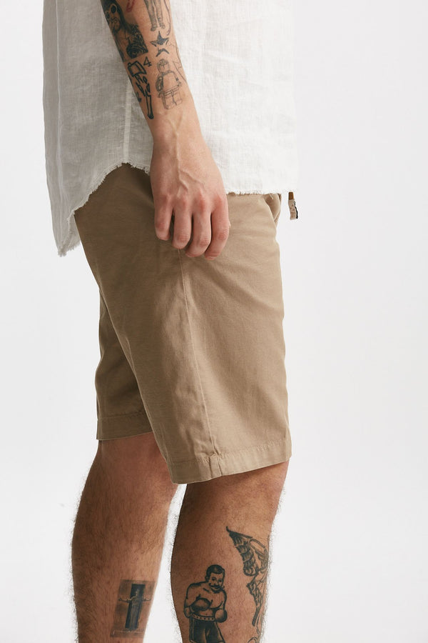 bermuda in cotone e lino stretch beige men White sand