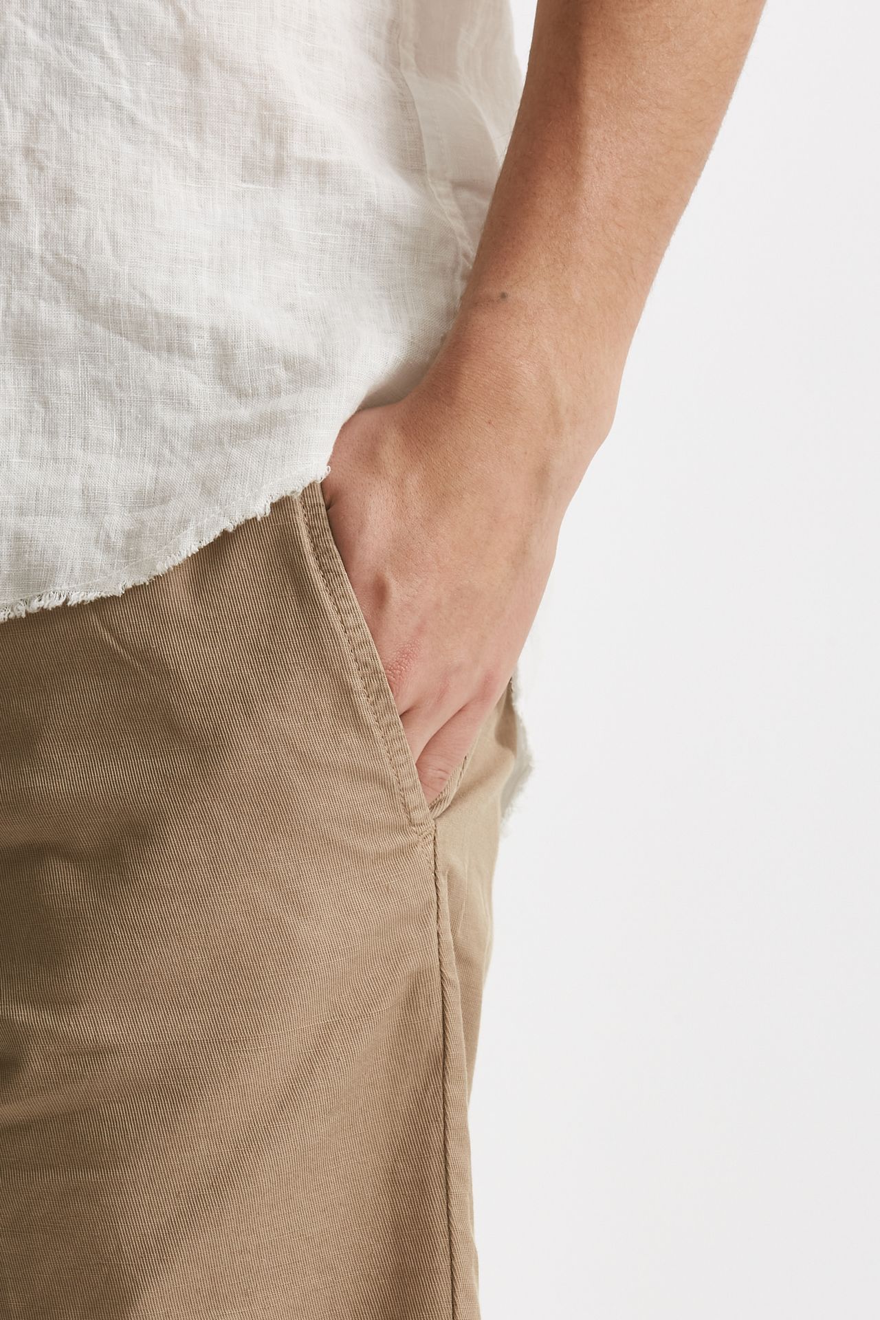 bermuda in cotone e lino stretch beige men White sand - 5