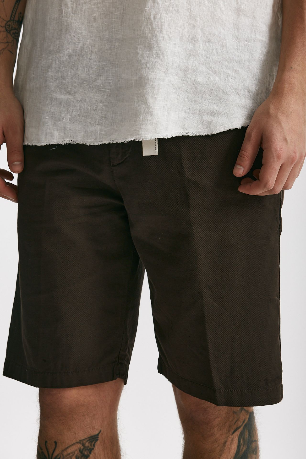 bermuda in cotone e lino stretch marrone men White sand - 4