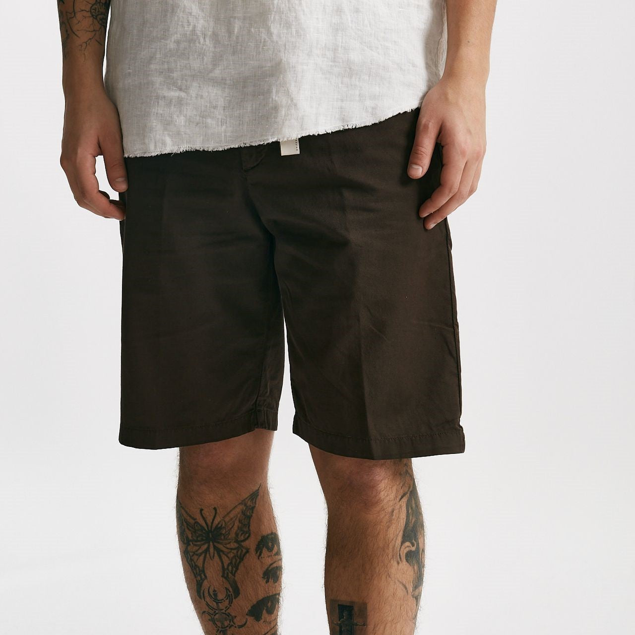 bermuda in cotone e lino stretch marrone men White sand - 8