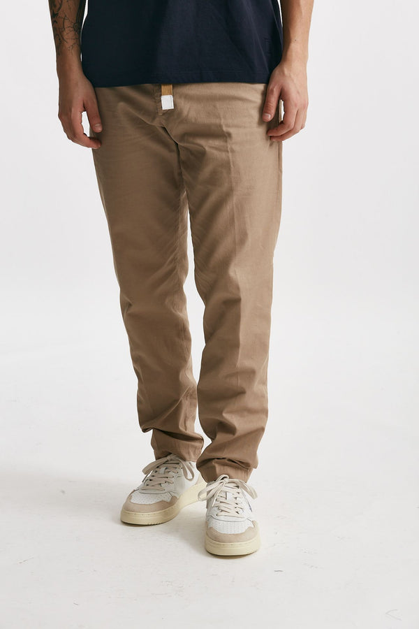 pantalone in cotone e lino stretch beige men White sand