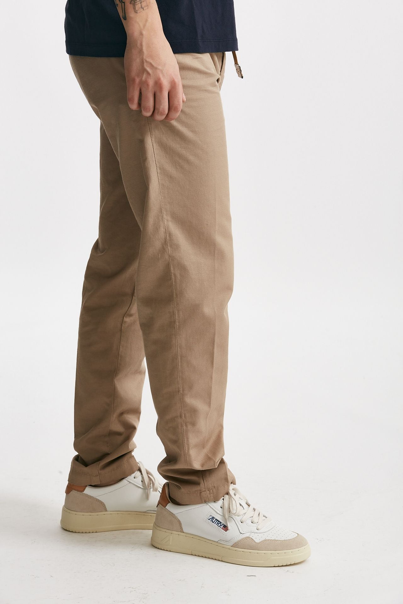 pantalone in cotone e lino stretch beige men White sand - 2