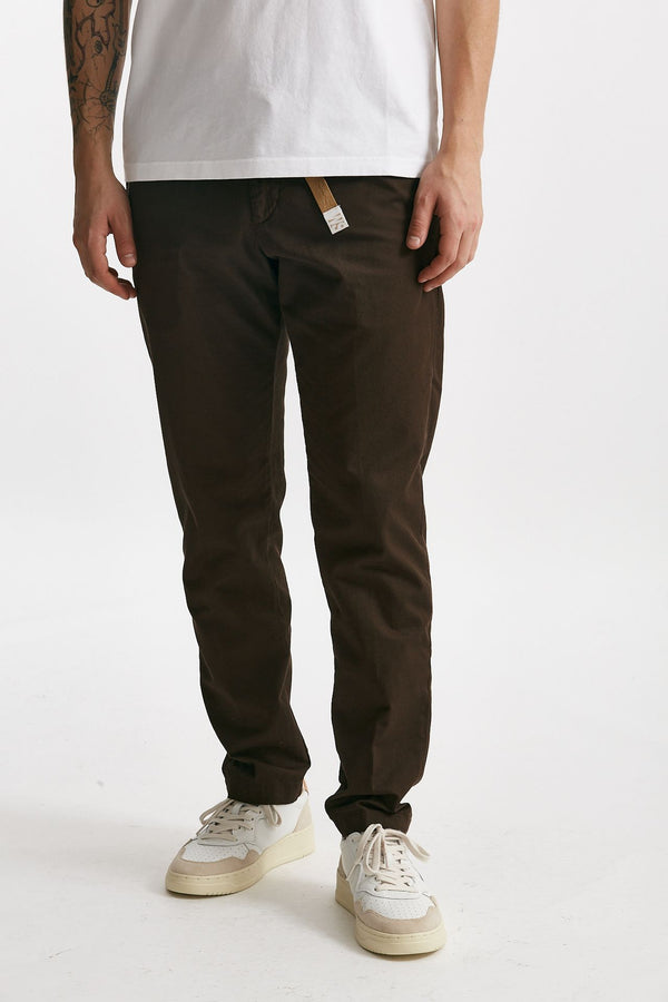 pantalone in cotone e lino stretch marrone men White sand