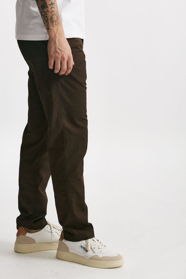 pantalone in cotone e lino stretch marrone men White sand