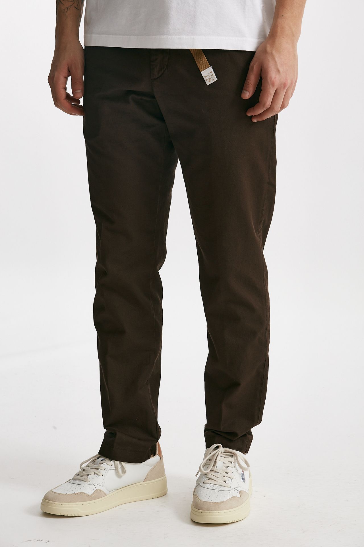 pantalone in cotone e lino stretch marrone men White sand - 4