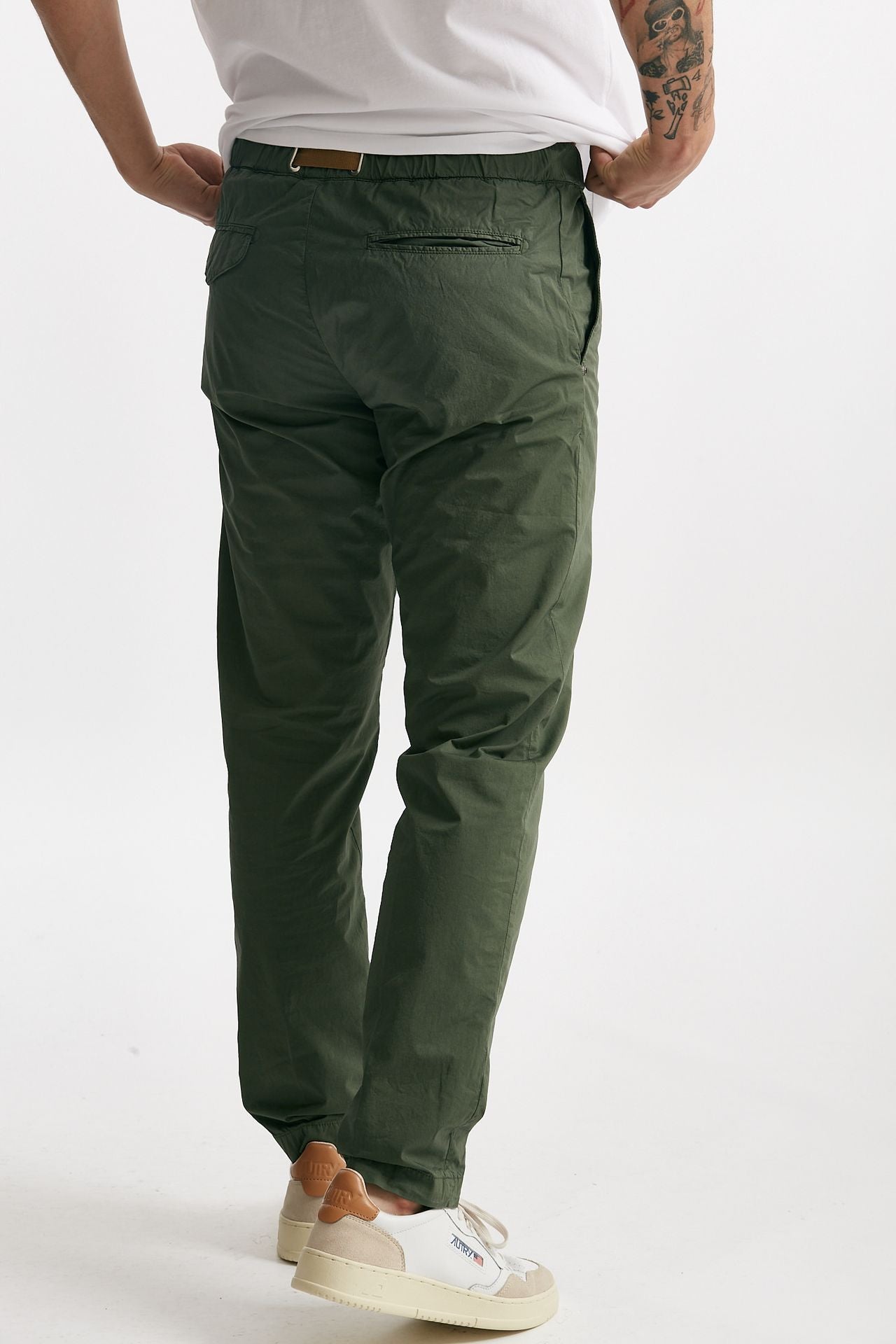 pantalone in cotone stretch verde men White sand - 3