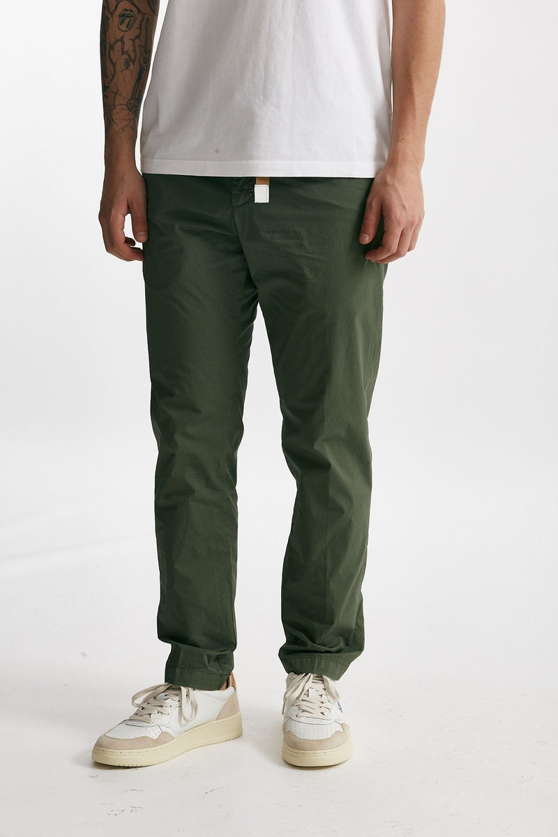 pantalone in cotone stretch verde men White sand - 4