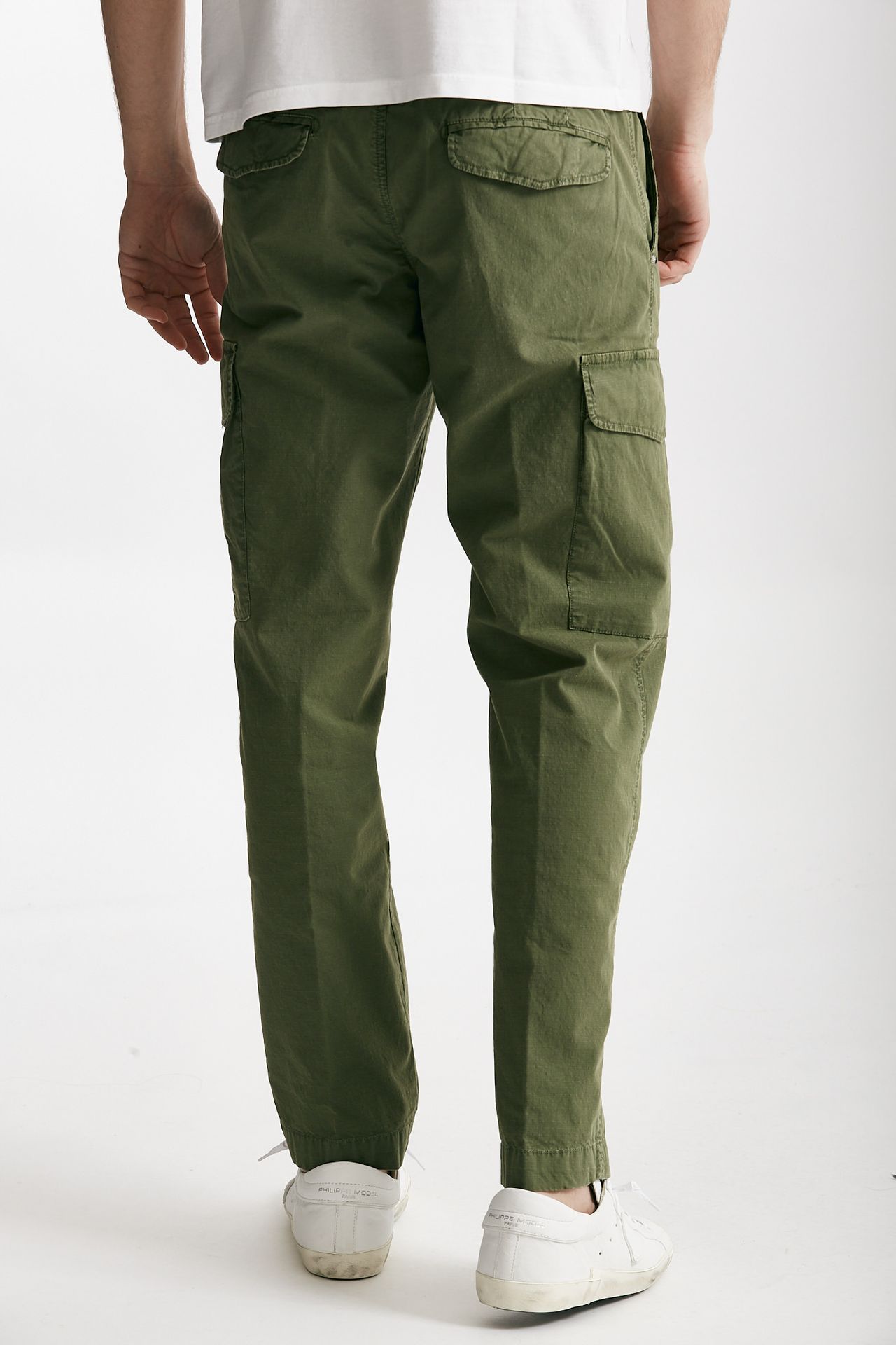 pantalone cargo in cotone ripstop stretch verde men White sand - 3