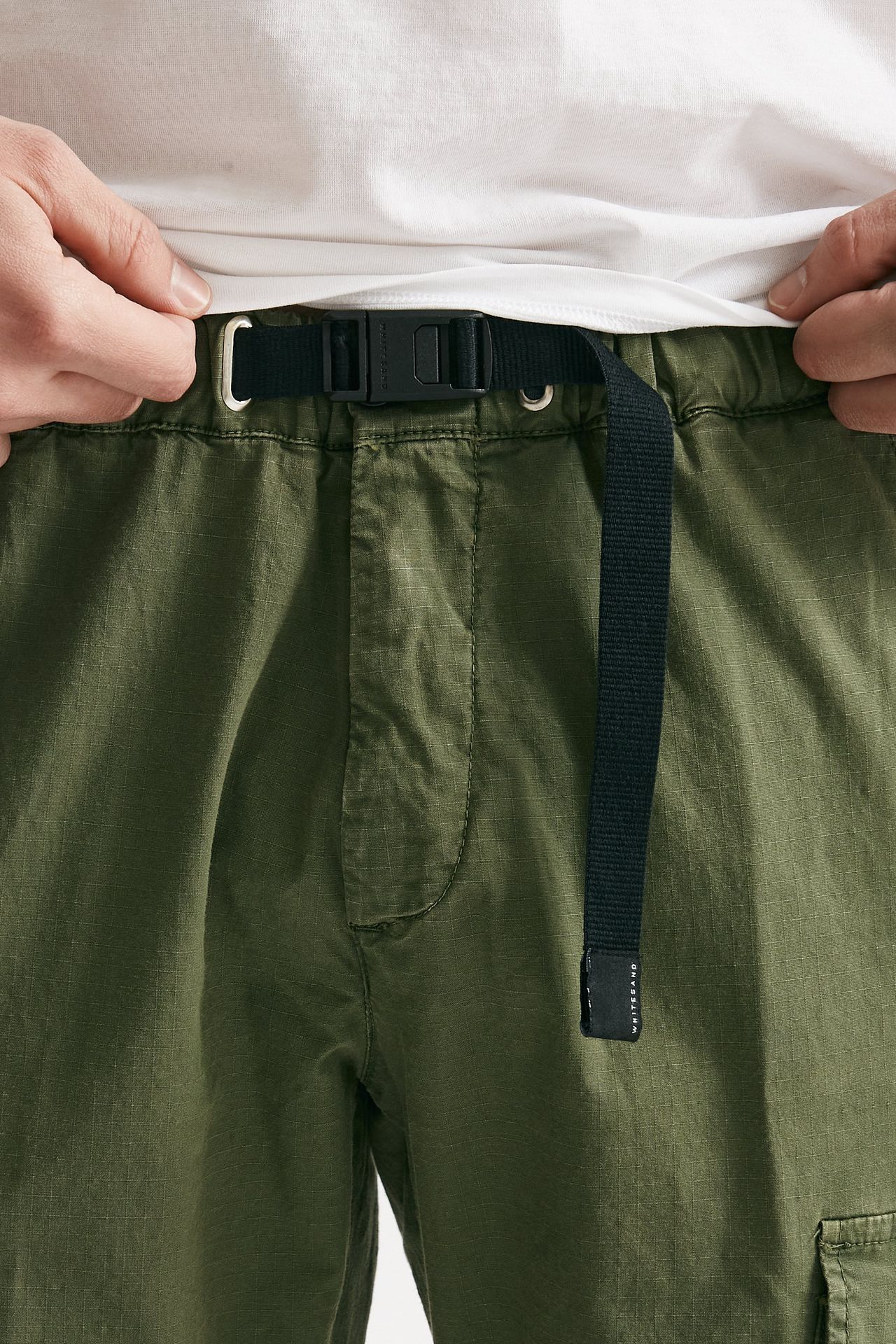 pantalone cargo in cotone ripstop stretch verde men White sand - 5