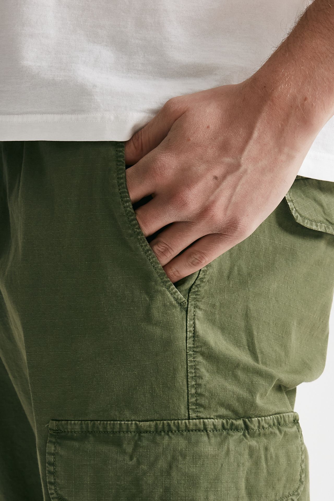 pantalone cargo in cotone ripstop stretch verde men White sand - 6