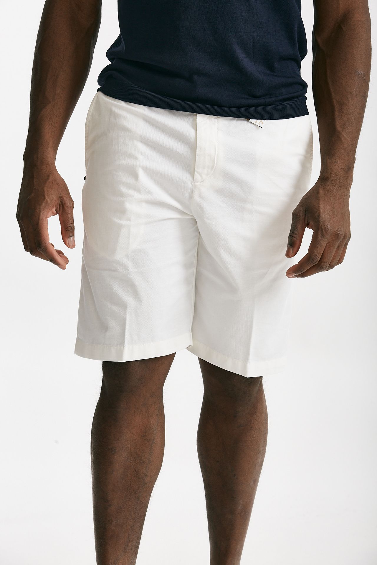 bermuda in cotone e lino stretch bianco men White sand - 1