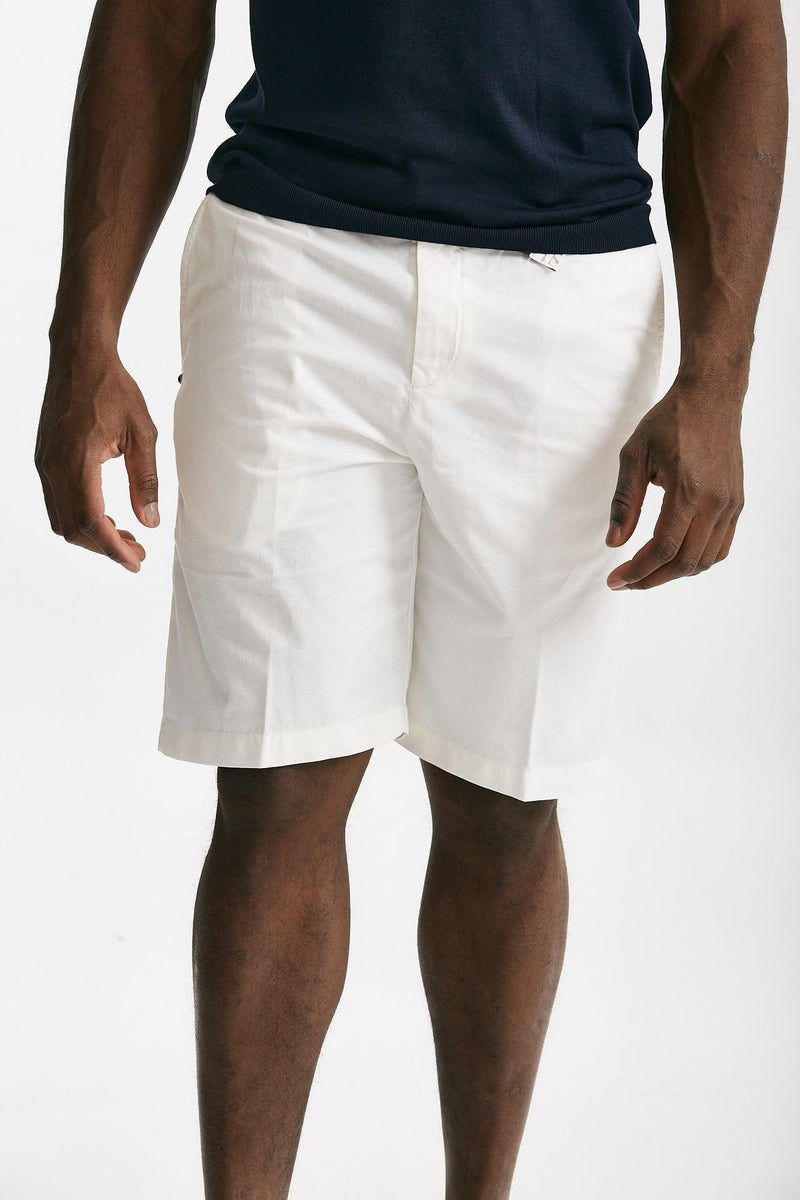 bermuda in cotone e lino stretch bianco men White sand - 1