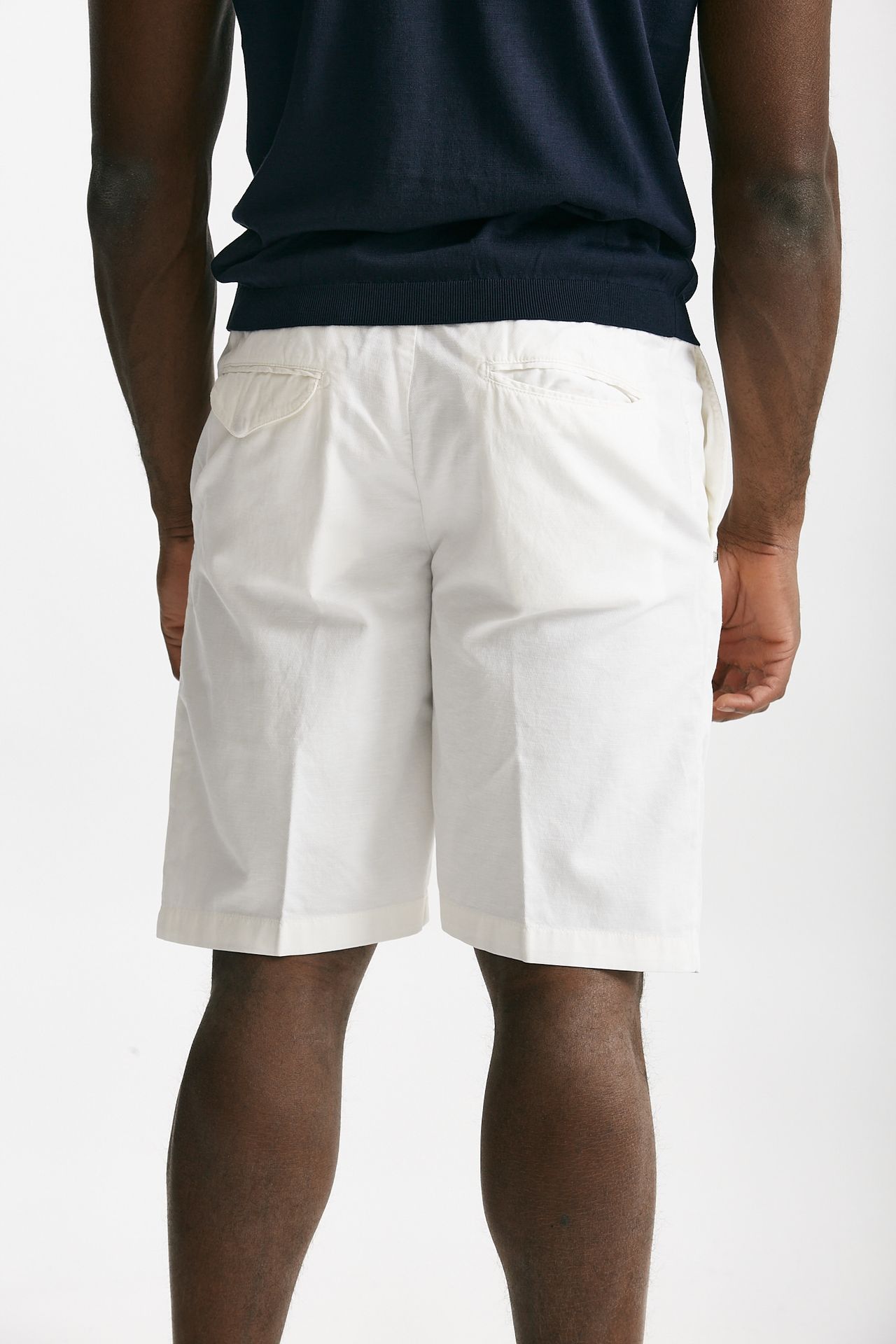 bermuda in cotone e lino stretch bianco men White sand - 3