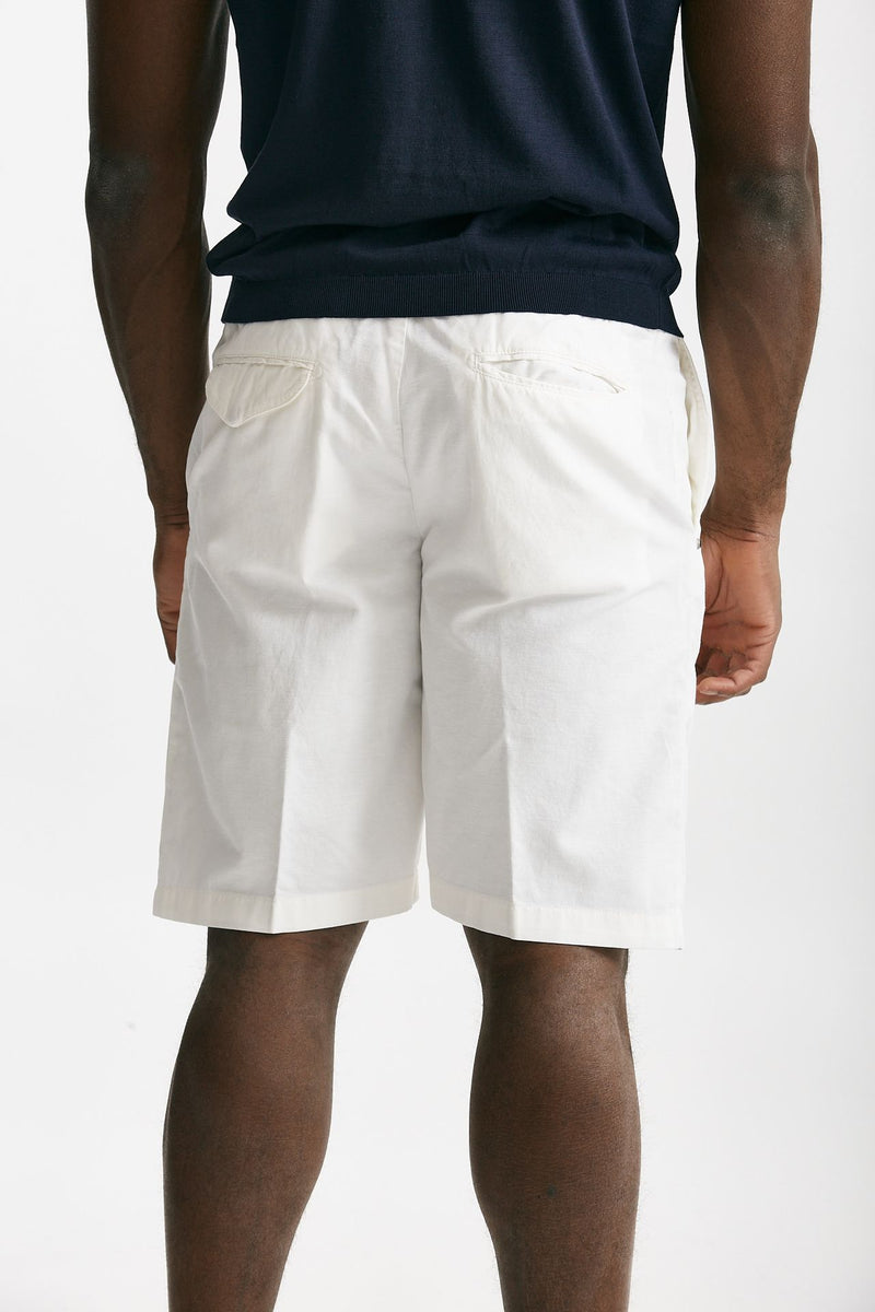 bermuda in cotone e lino stretch bianco men White sand - 3