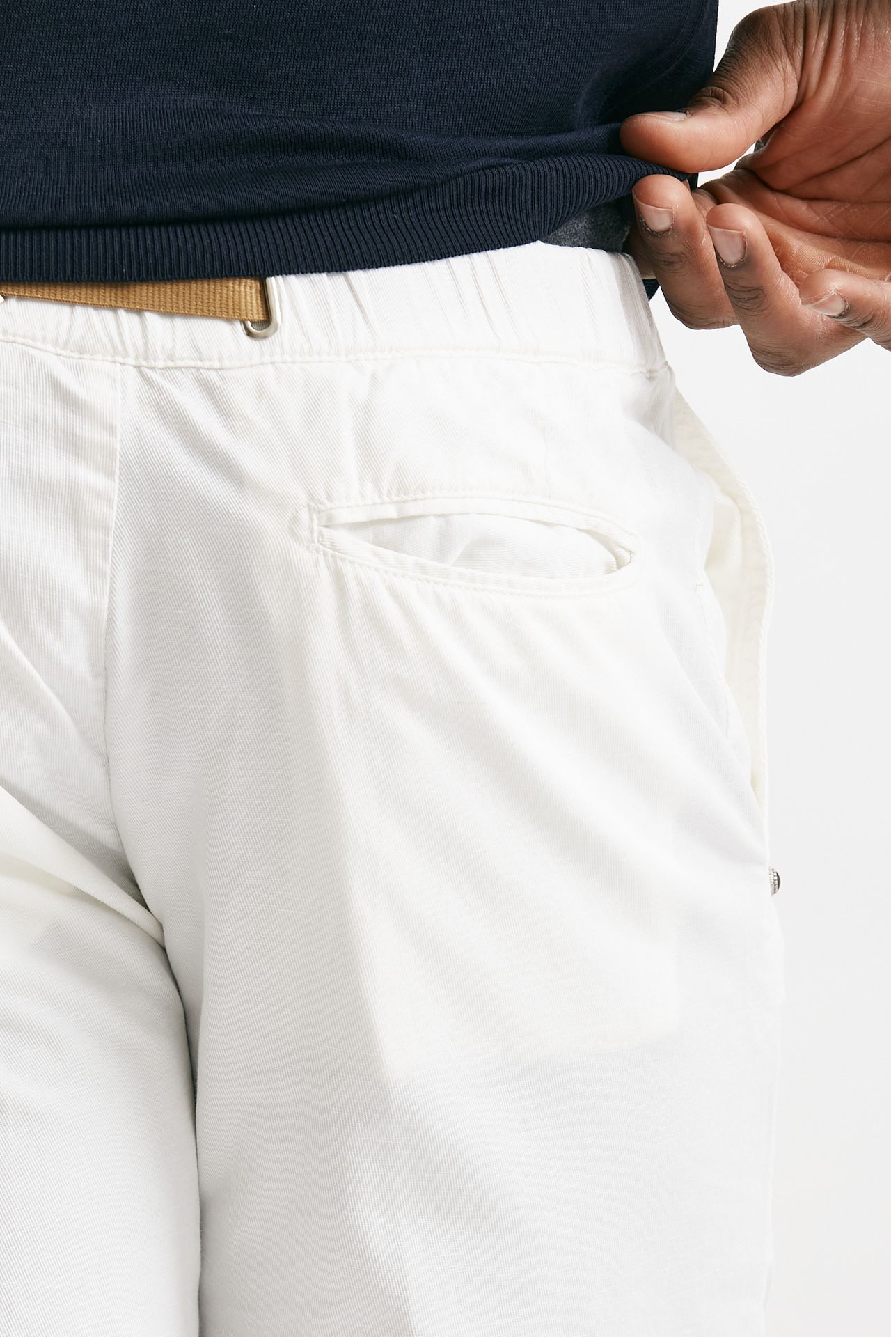 bermuda in cotone e lino stretch bianco men White sand - 7