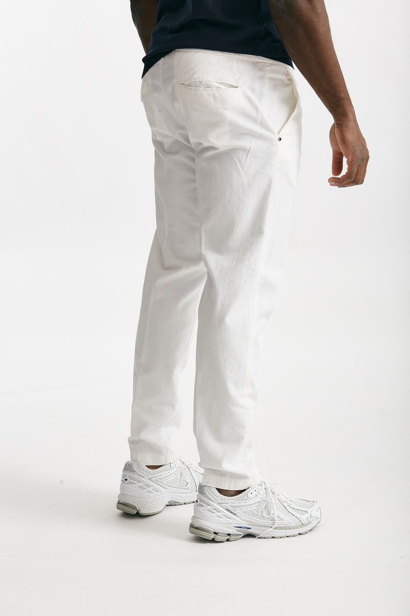 pantalone in cotone e lino stretch bianco men White sand - 3