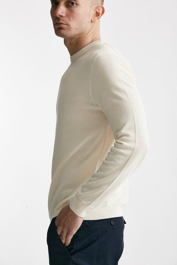 maglia in cotone girocollo panna men Zanone