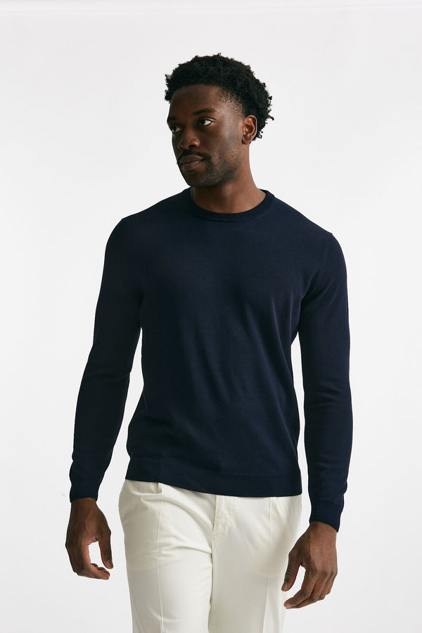 maglia in cotone girocollo blu men Zanone