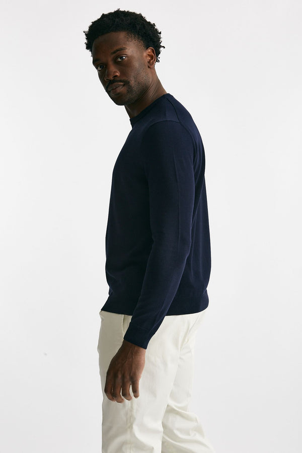 maglia in cotone girocollo blu men Zanone