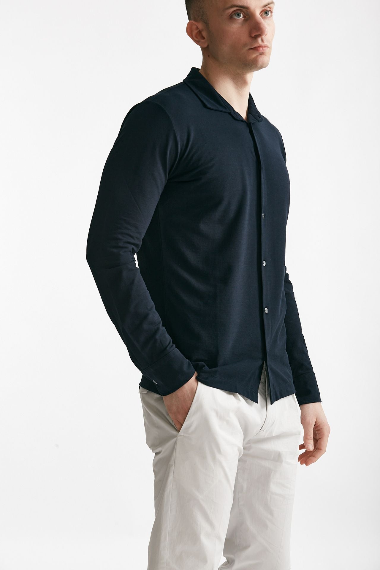 polo camicia in cotone blu icecotton men Zanone - 4