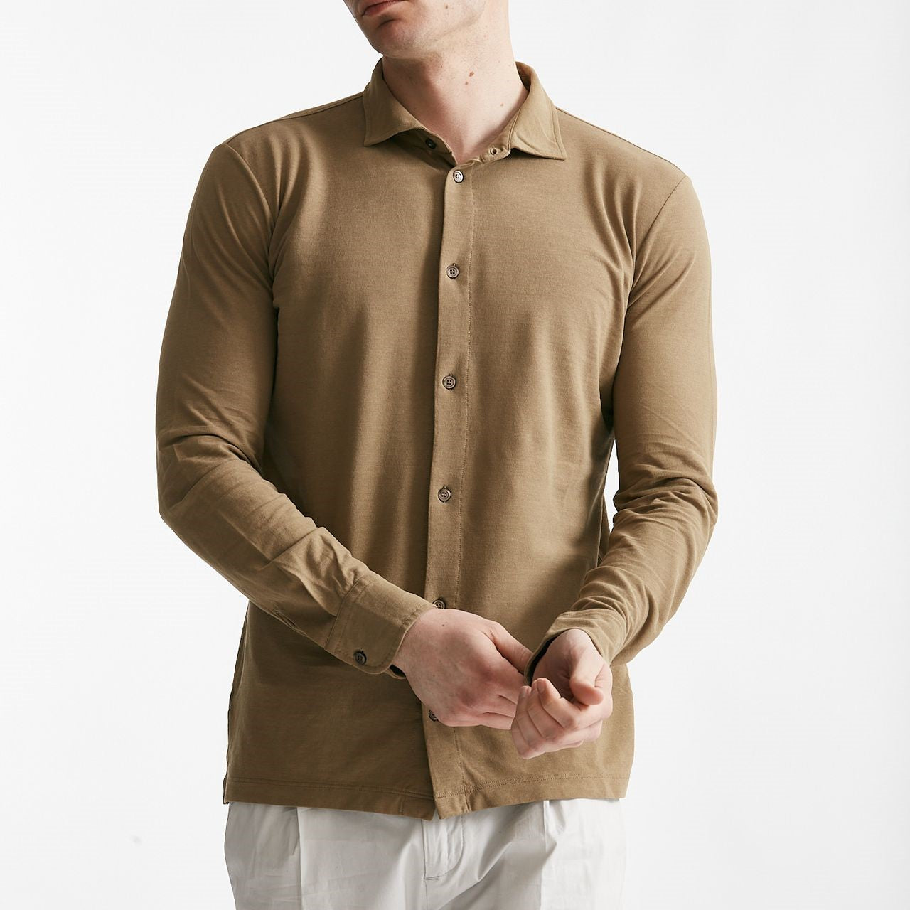 polo camicia in cotone icecotton cammello men Zanone - 5