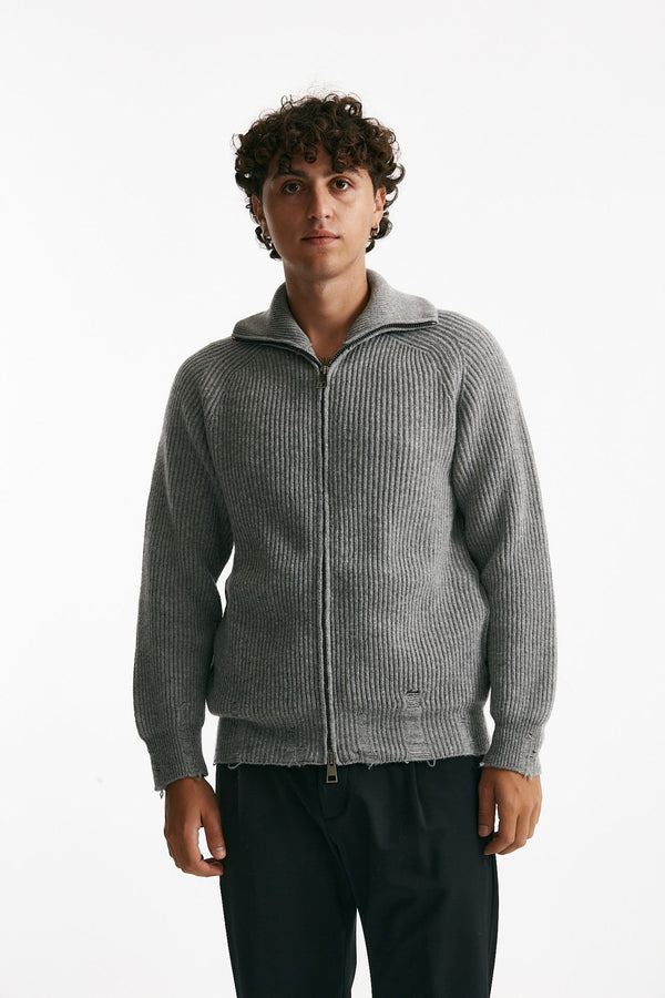 maglia full zip in lana e cashmere grigio men Atomo factory