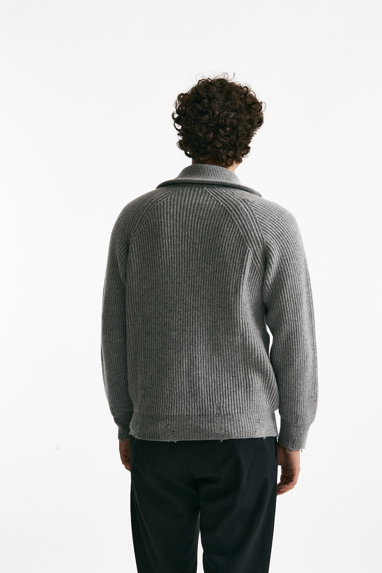 maglia full zip in lana e cashmere grigio men Atomo factory - 3