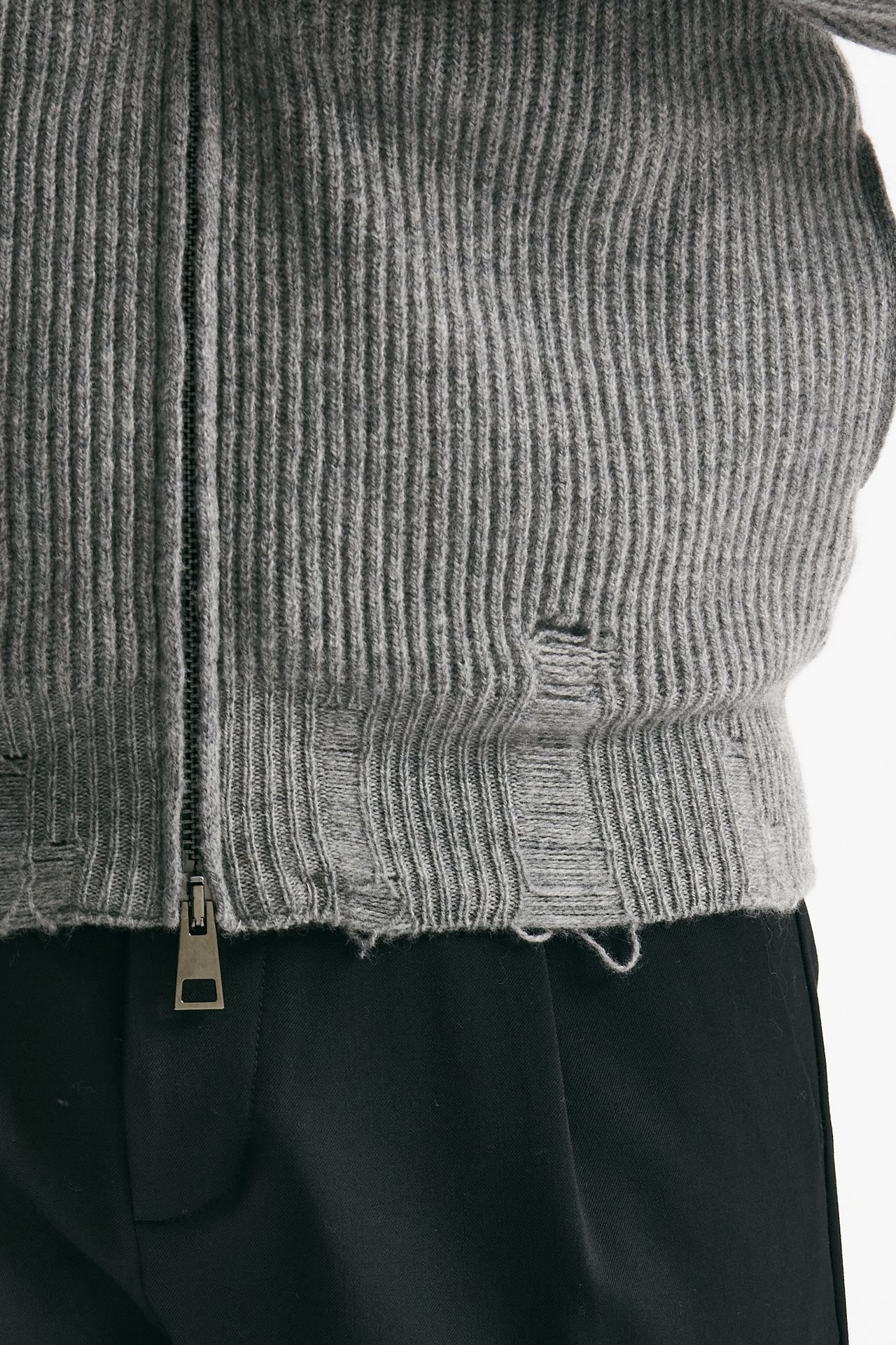 maglia full zip in lana e cashmere grigio men Atomo factory - 6