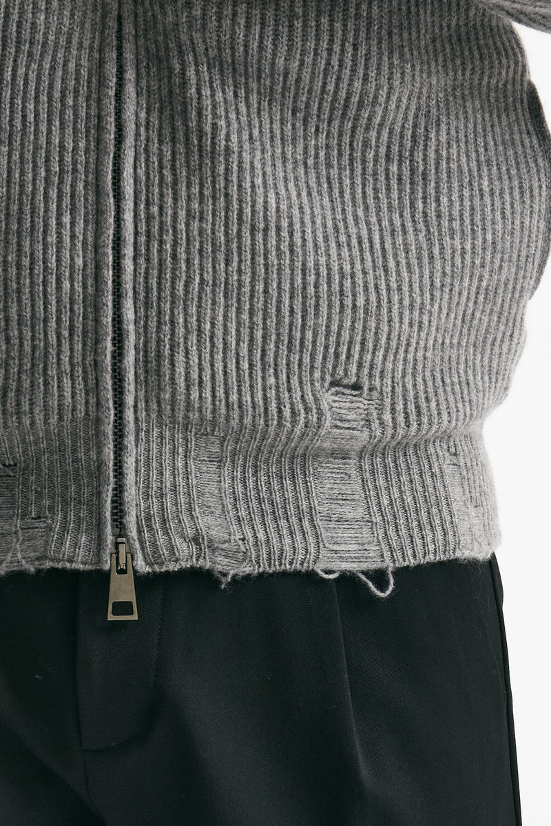 maglia full zip in lana e cashmere grigio men Atomo factory - 6