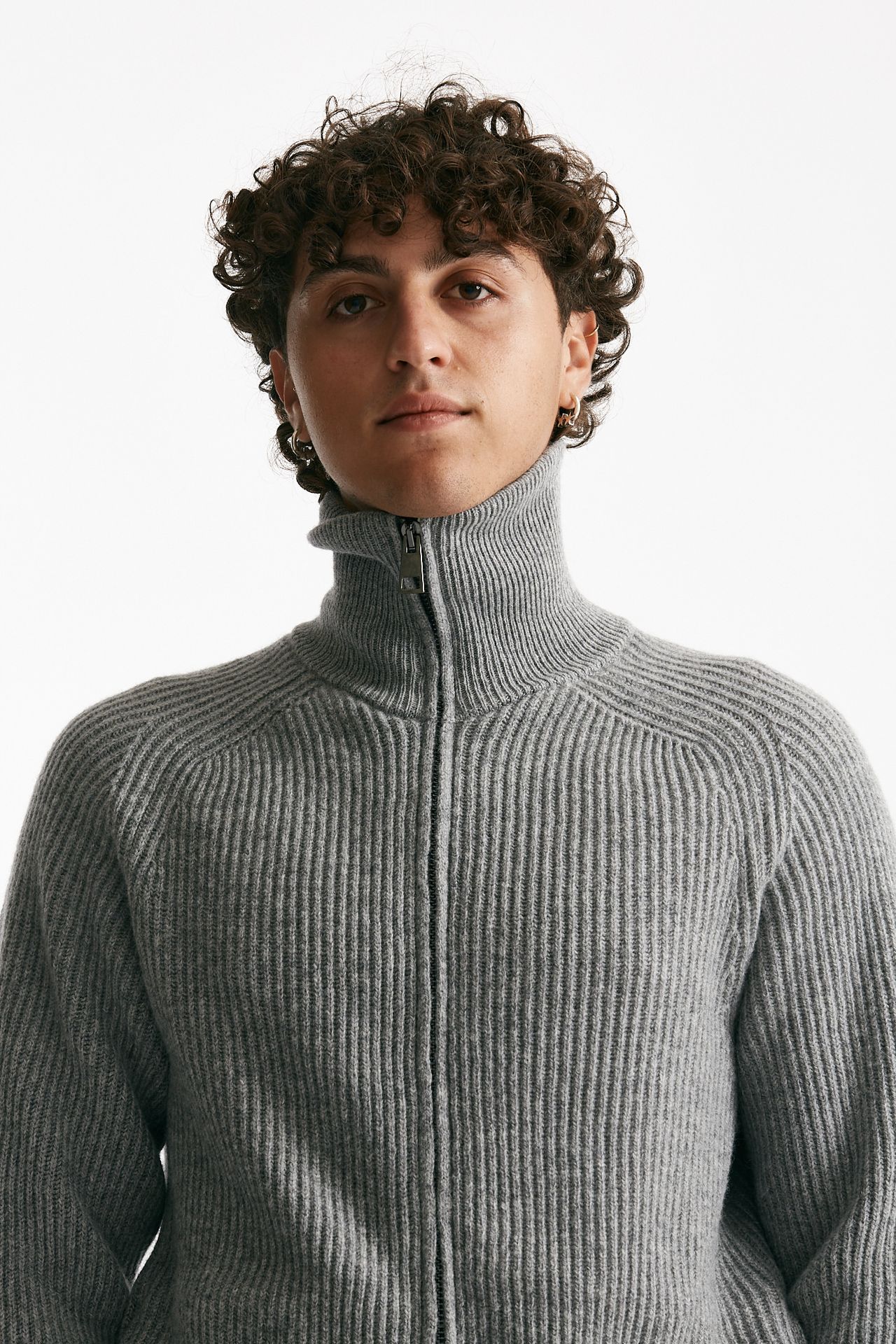 maglia full zip in lana e cashmere grigio men Atomo factory - 7