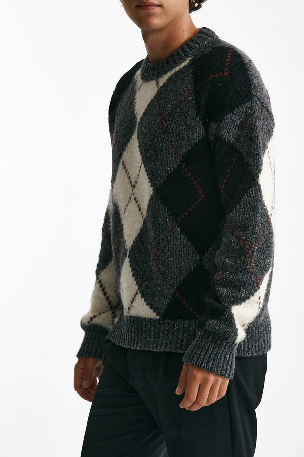 maglia girocollo in lana, alpaca e viscosa fantasia men Atomo factory