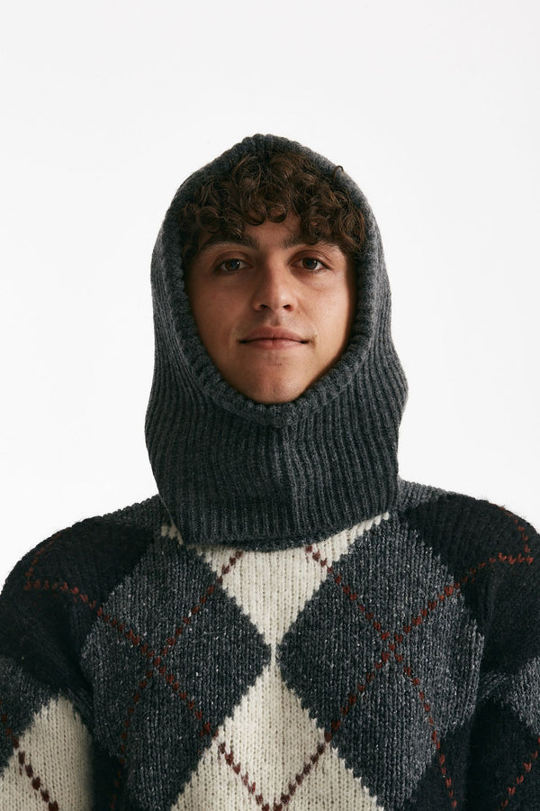 passamontagna in lana e cashmere grigio men Atomo factory