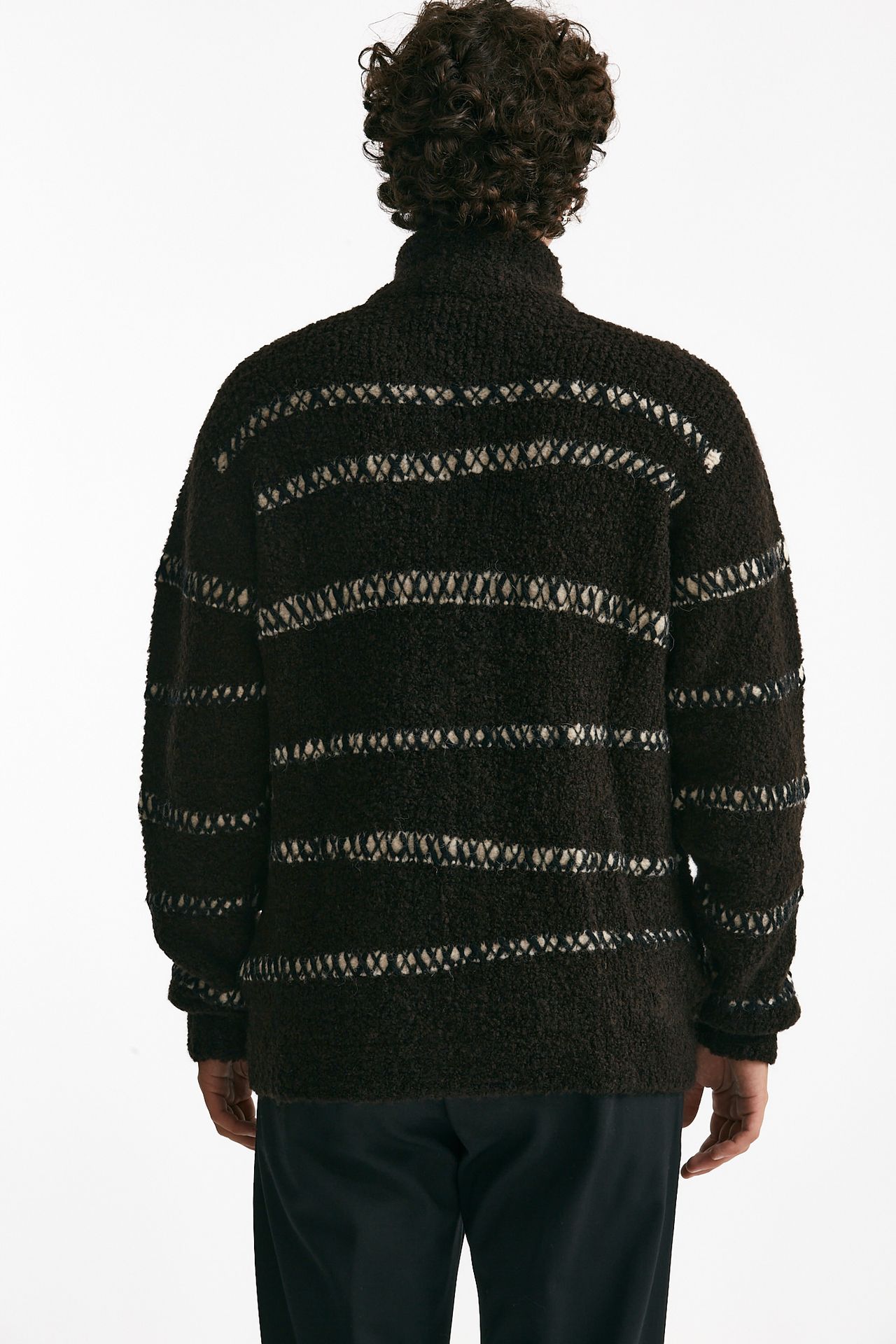 maglia full zip in lana e acrilico stretch marrone men Atomo factory - 3