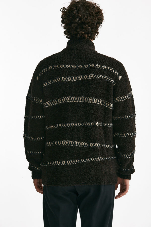 maglia full zip in lana e acrilico stretch marrone men Atomo factory