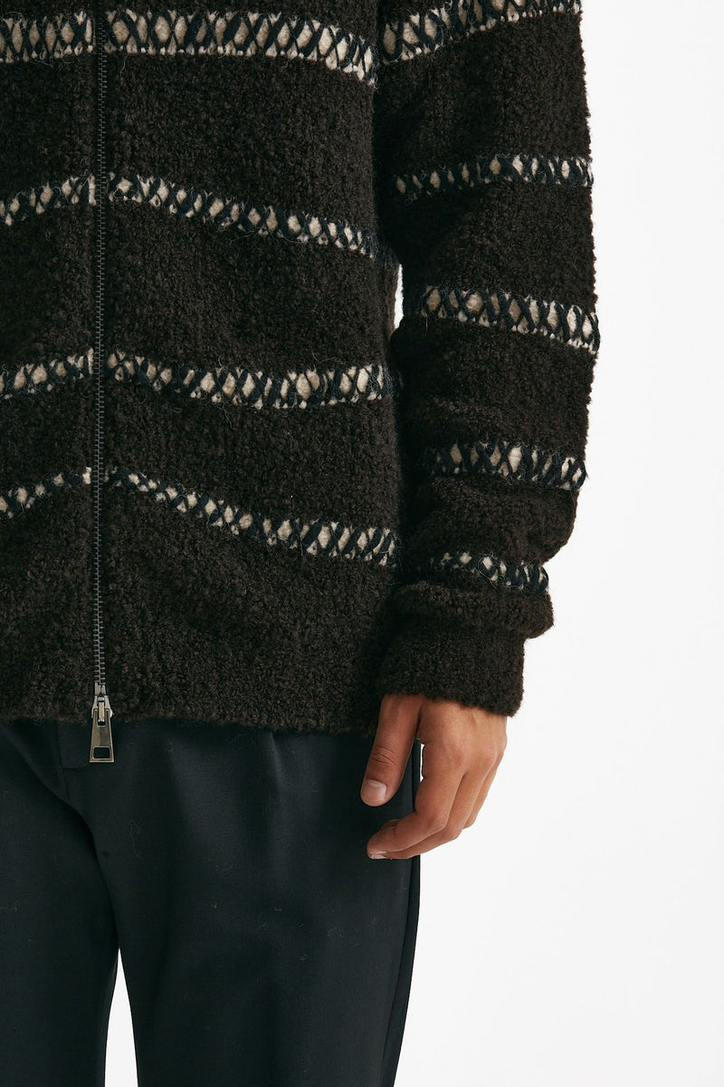 maglia full zip in lana e acrilico stretch marrone men Atomo factory - 6