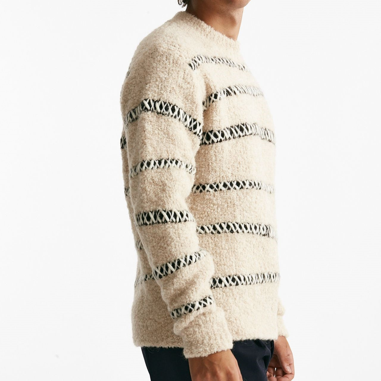 maglia girocollo in lana e acrilico stretch panna men Atomo factory - 7