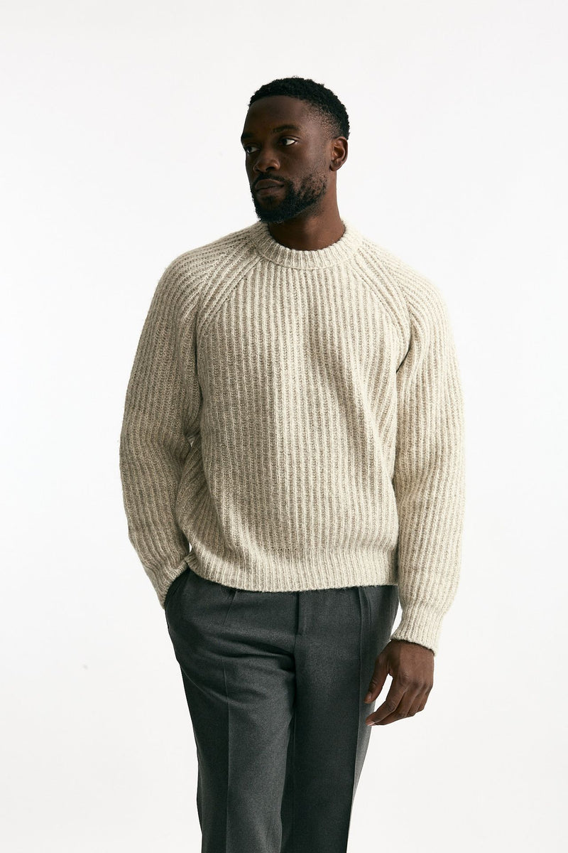 Maglia in cotone lana e alpaca beige moulinè men Atomo factory - 1