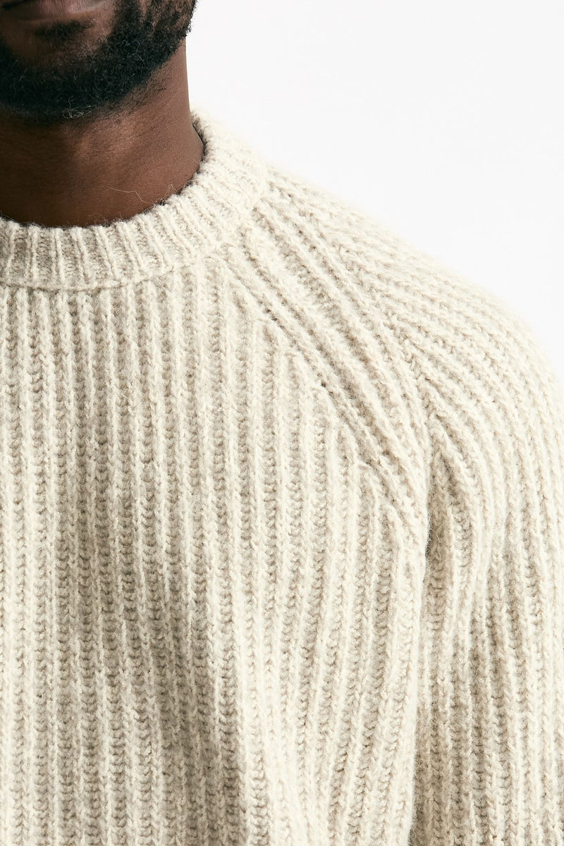 Maglia in cotone lana e alpaca beige moulinè men Atomo factory - 5