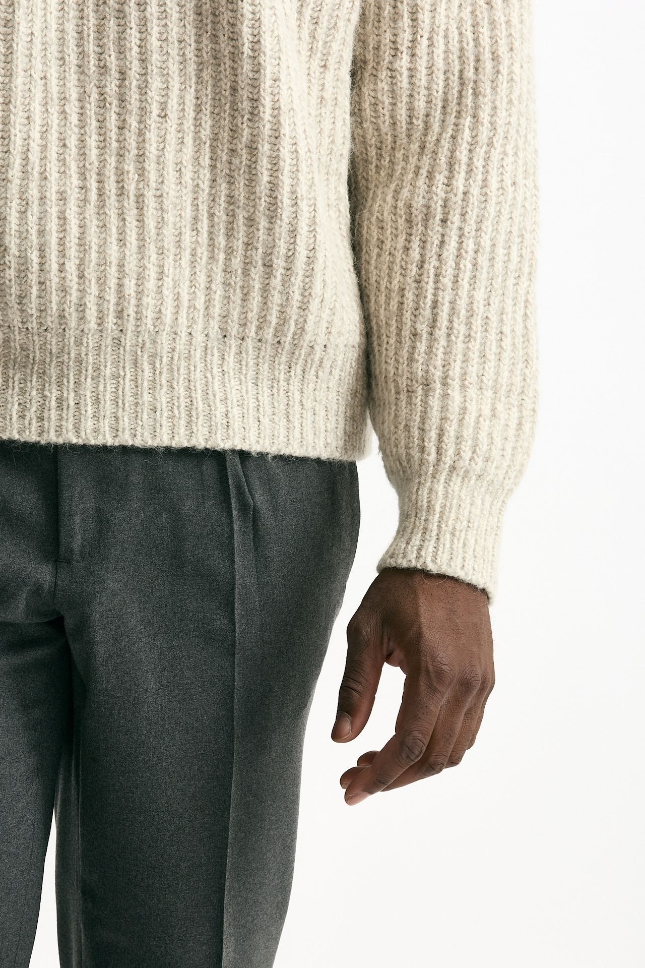 Maglia in cotone lana e alpaca beige moulinè men Atomo factory - 6