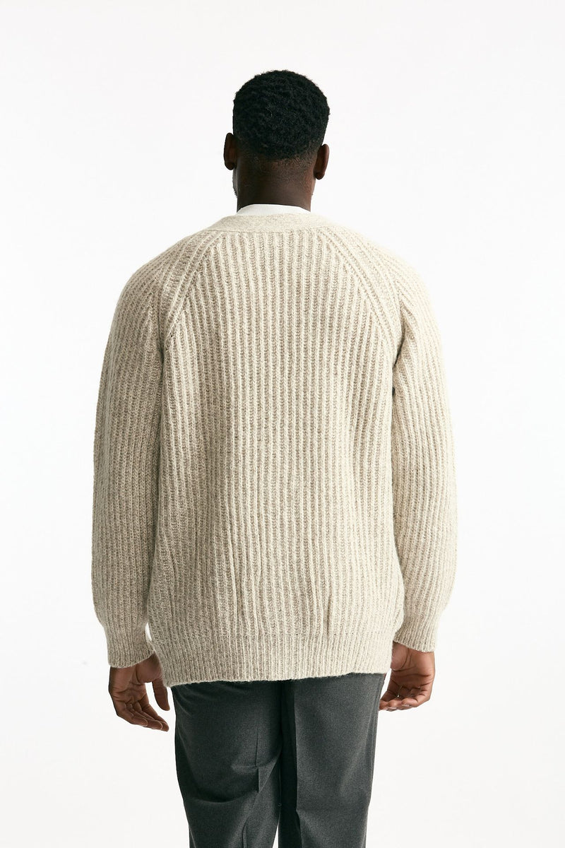 Cardigan in cotone lana e alpaca beige moulinè men Atomo factory - 2