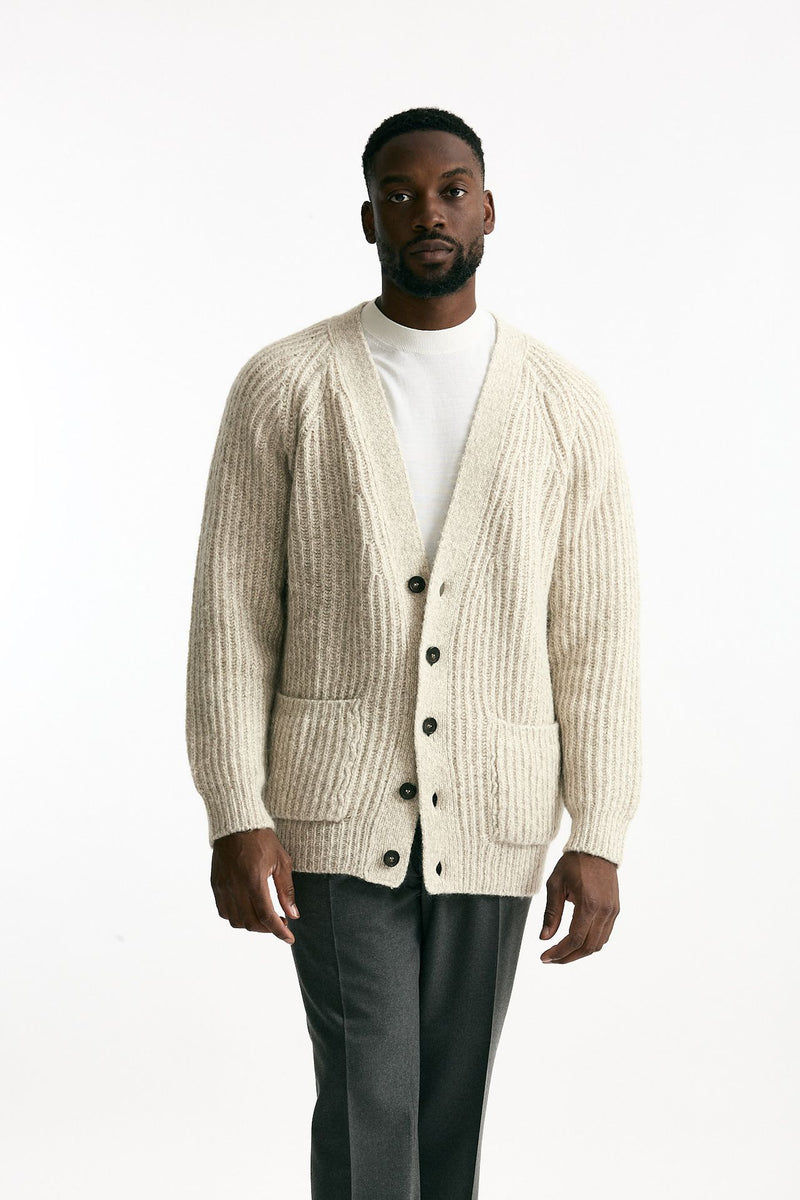 Cardigan in cotone lana e alpaca beige moulinè men Atomo factory - 3