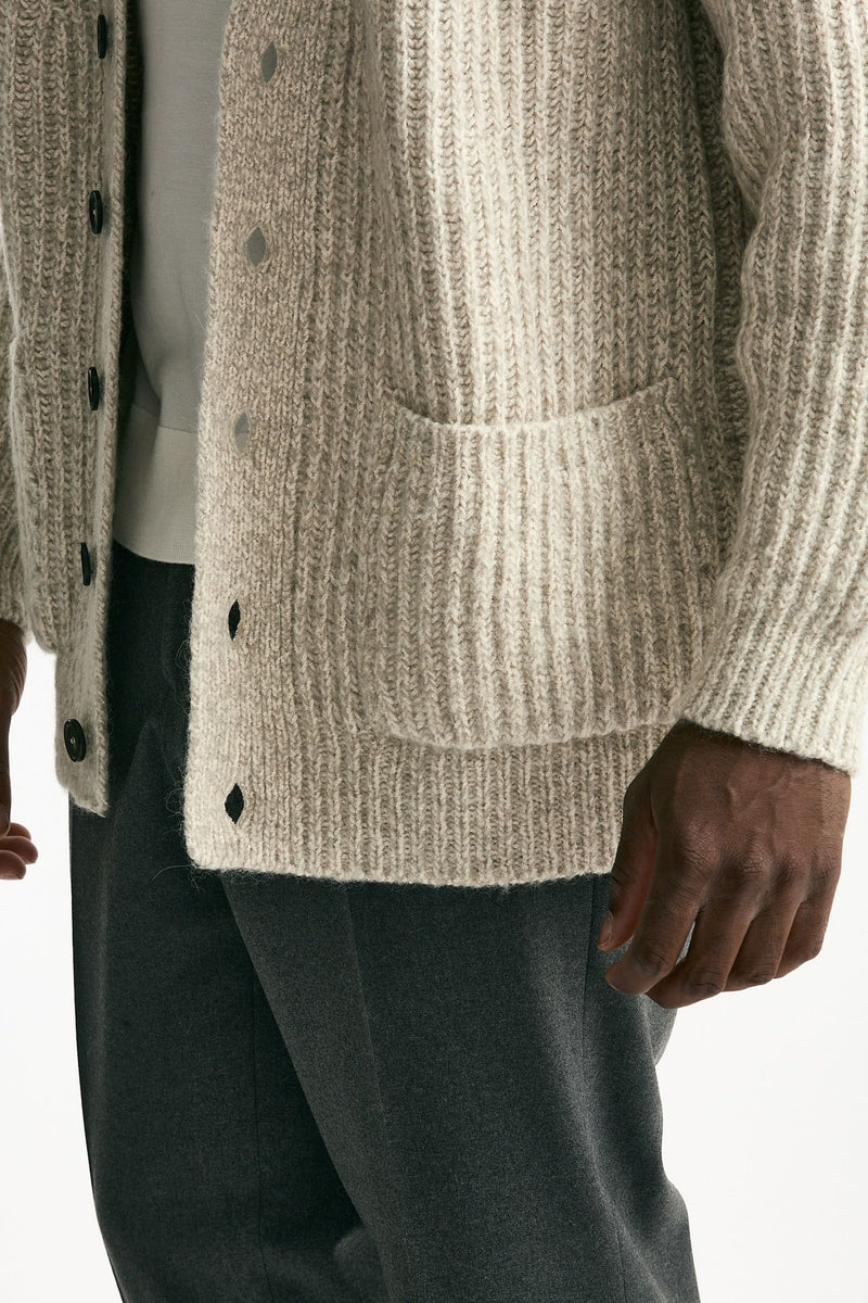 Cardigan in cotone lana e alpaca beige moulinè men Atomo factory - 5