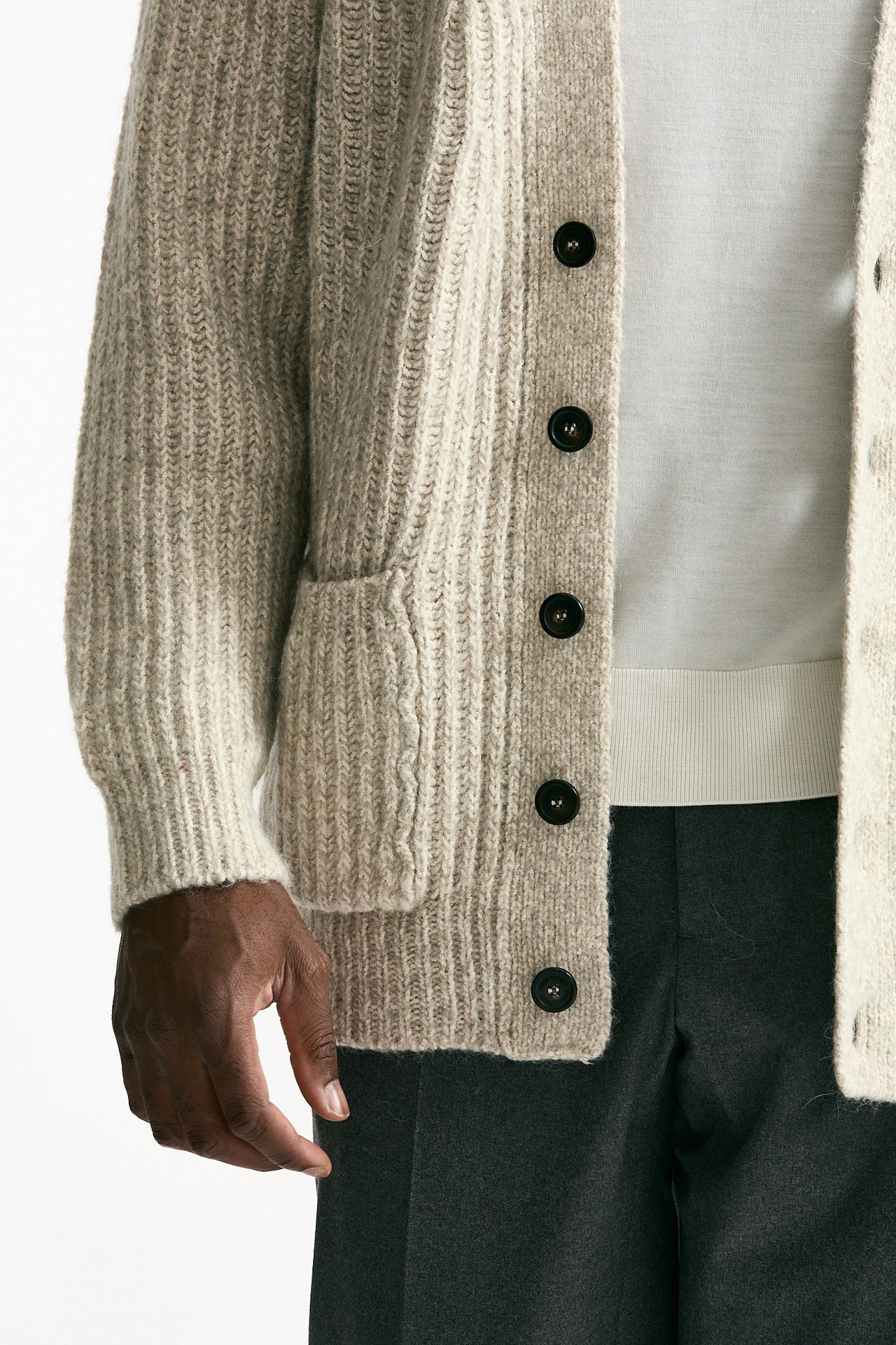 Cardigan in cotone lana e alpaca beige moulinè men Atomo factory - 6
